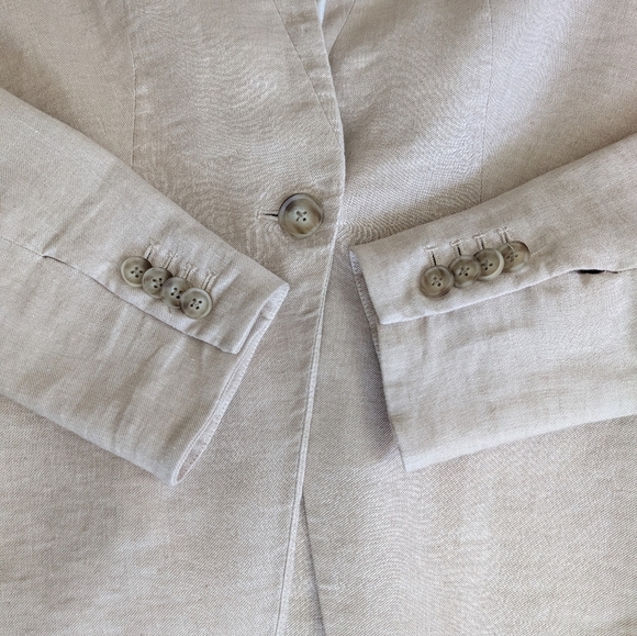 Beard Size 2 Linen UpCollar Beige Tan Dickey Jacket Blazer - Picture 10 of 14